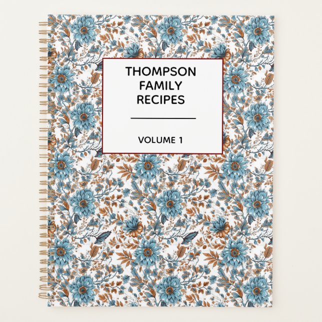Stylish Floral Neutrals Personalized Recipe  Planner (Front)