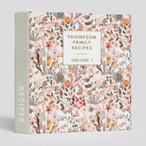 Stylish Floral Neutrals Pretty Personalized Recipe 3 Ring Binder