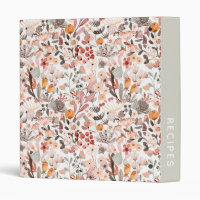 Stylish Floral Neutrals Pretty Personalized Recipe 3 Ring Binder