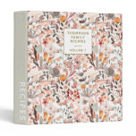 Stylish Floral Neutrals Pretty Personalized Recipe 3 Ring Binder