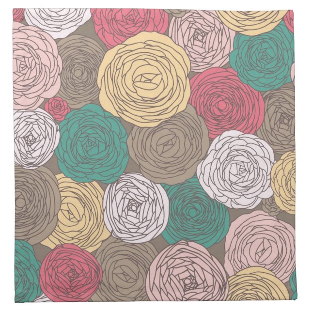 Stylish floral pattern. Bright floral Cloth Napkin (Front)