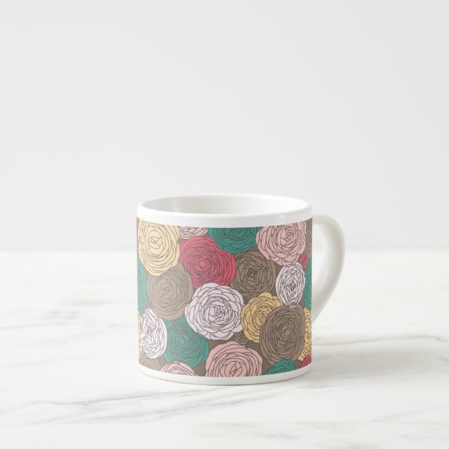 Stylish floral pattern. Bright floral Espresso Cup (Front Right)
