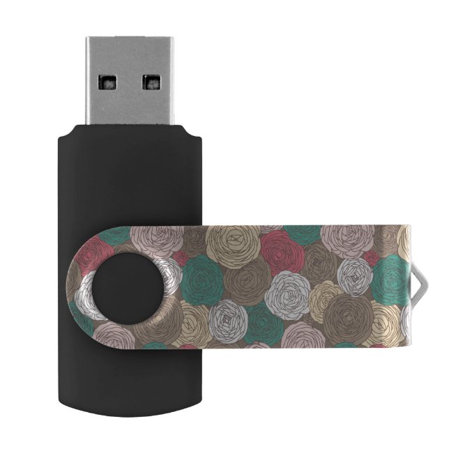Stylish floral pattern. Bright floral Flash Drive (Opened)