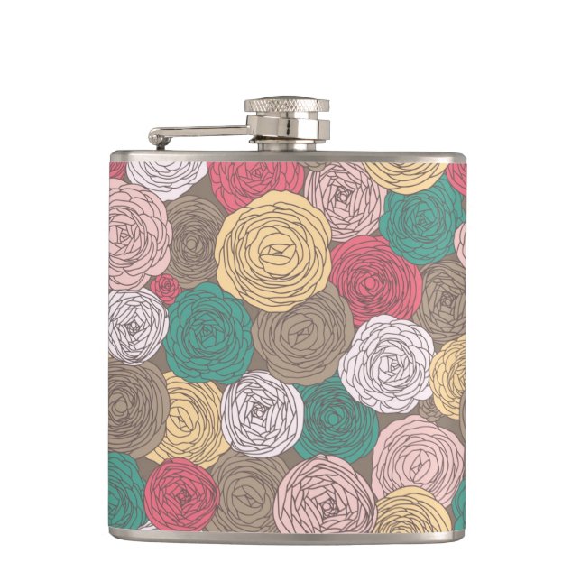 Stylish floral pattern. Bright floral Flask (Front)