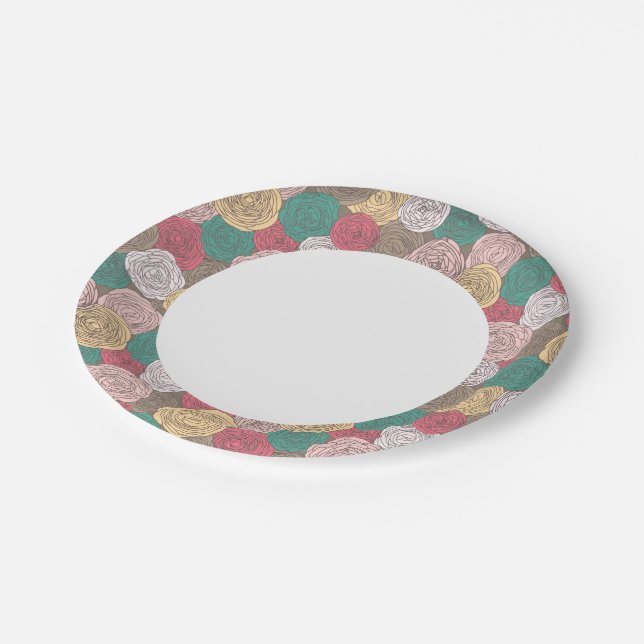 Stylish floral pattern. Bright floral Paper Plates (Angled)