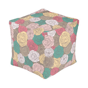 Stylish floral pattern. Bright floral Pouf
