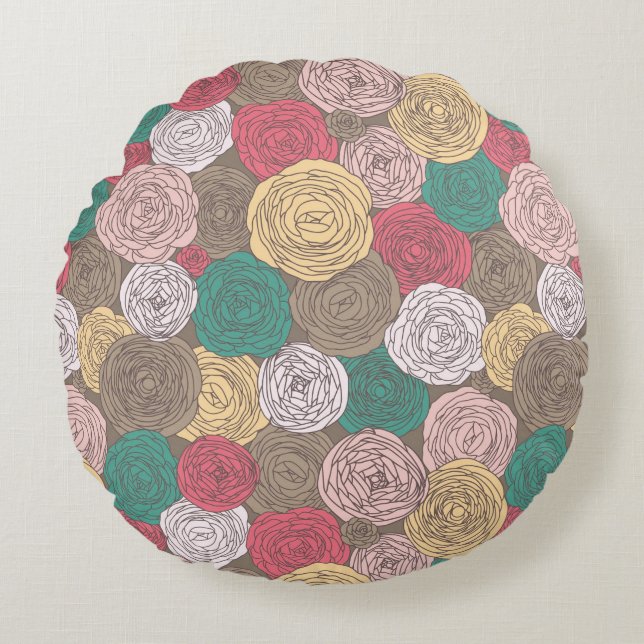 Stylish floral pattern. Bright floral Round Pillow (Front)