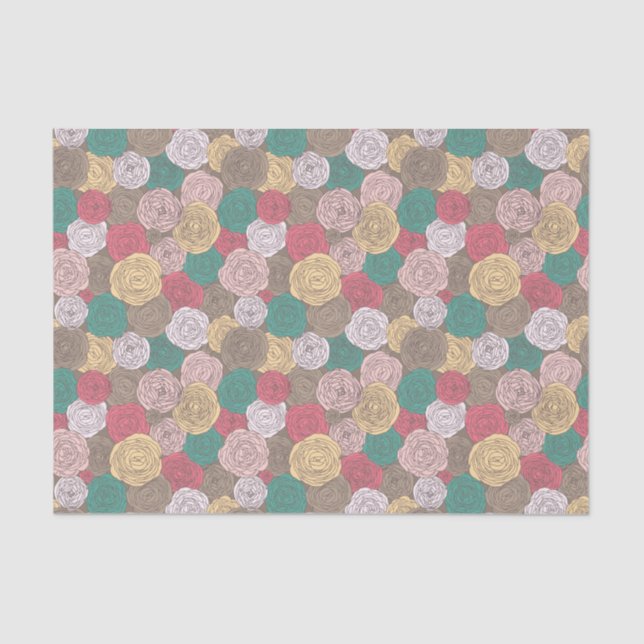 Stylish floral pattern. Bright floral Tissue Paper (Front)