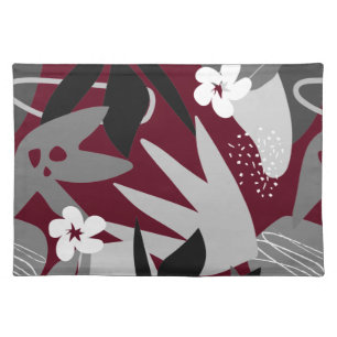 Stylish Floral Pattern Burgundy Cloth Placemat