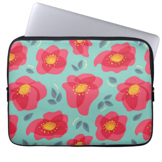 Stylish floral pattern in pink and blue laptop sleeve