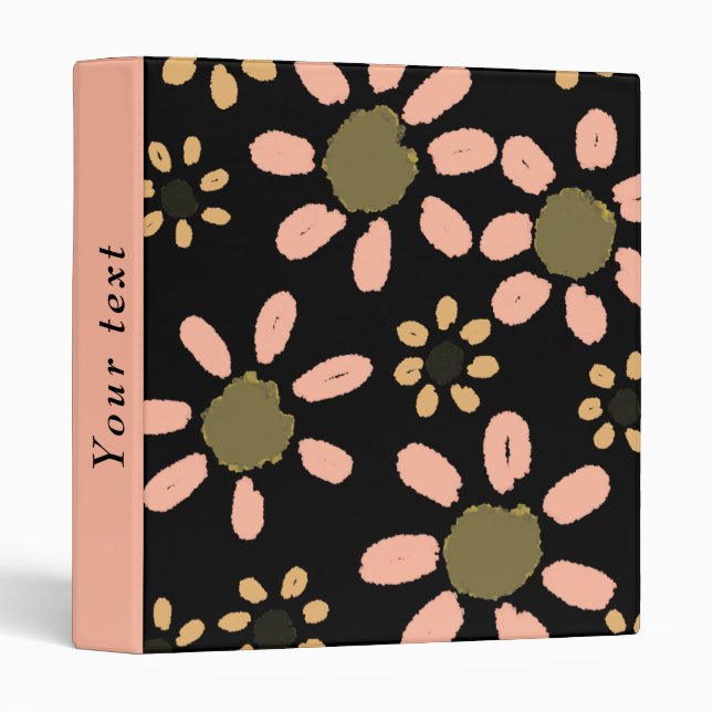 Stylish Floral Pattern on Black Binder (Front/Spine)
