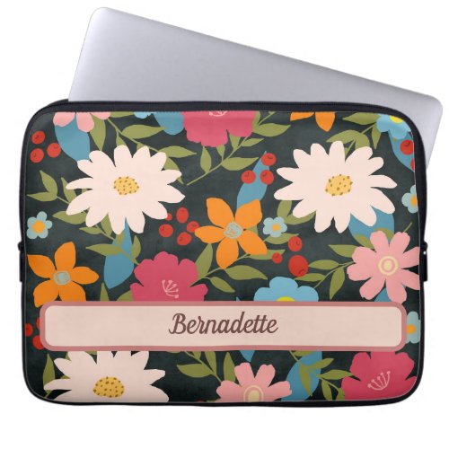 Stylish Floral Pattern Typography Electronics Bag