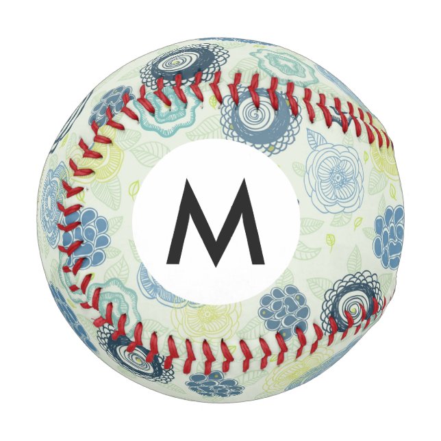 Stylish floral pattern with cute flowers baseball (Front Left)