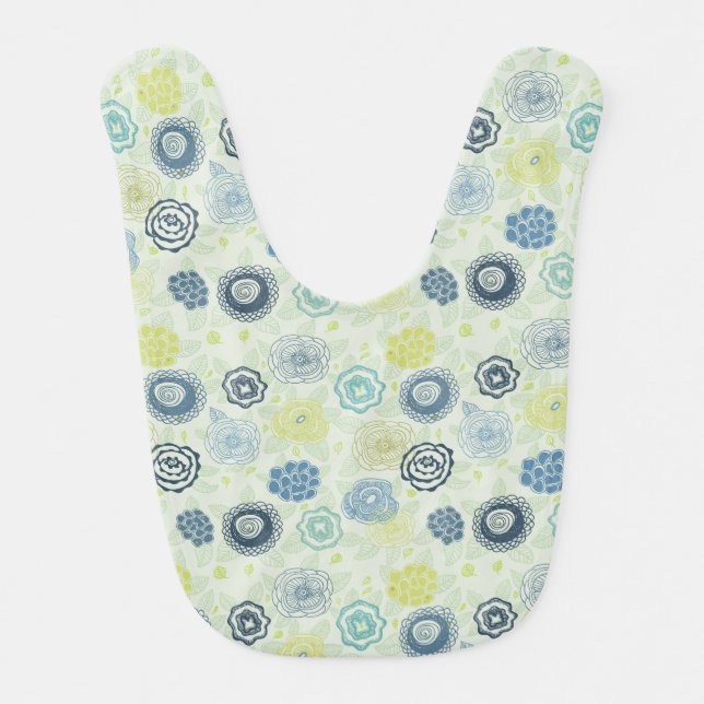 Stylish floral pattern with cute flowers bib (Front)