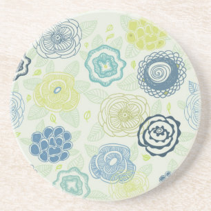 Stylish floral pattern with cute flowers drink coaster