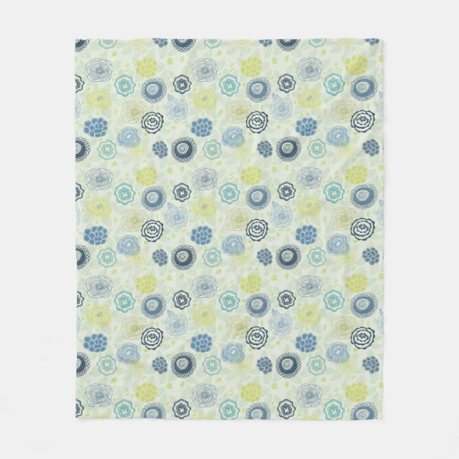 Stylish floral pattern with cute flowers fleece blanket (Front)