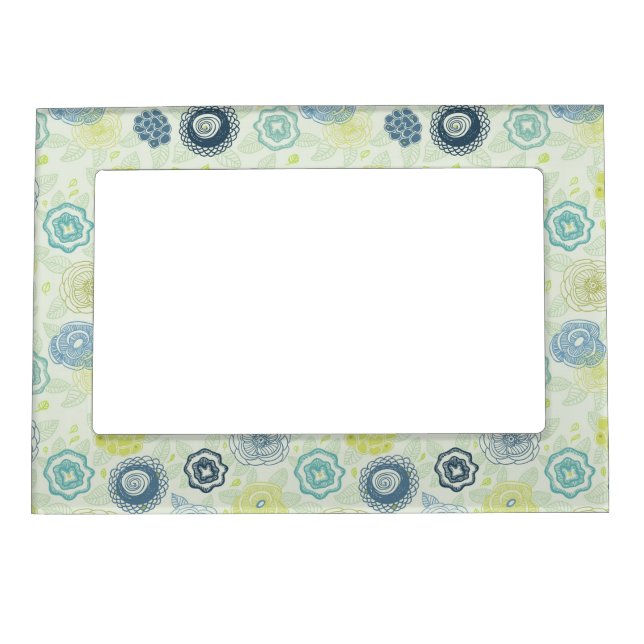 Stylish floral pattern with cute flowers magnetic photo frame (Front)
