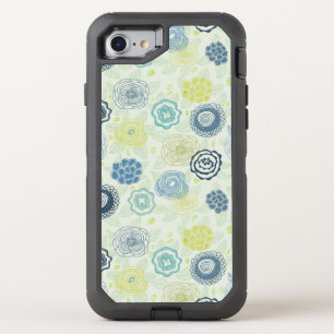 Stylish floral pattern with cute flowers OtterBox defender iPhone SE/8/7 case