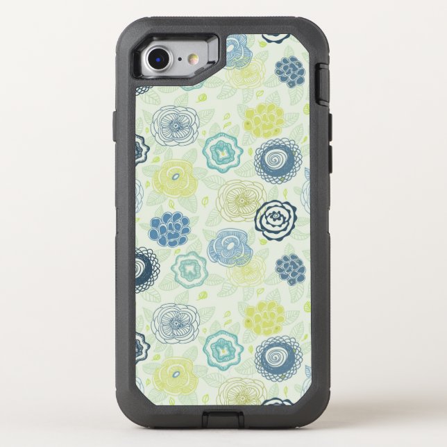 Stylish floral pattern with cute flowers otterbox iPhone case (Back)