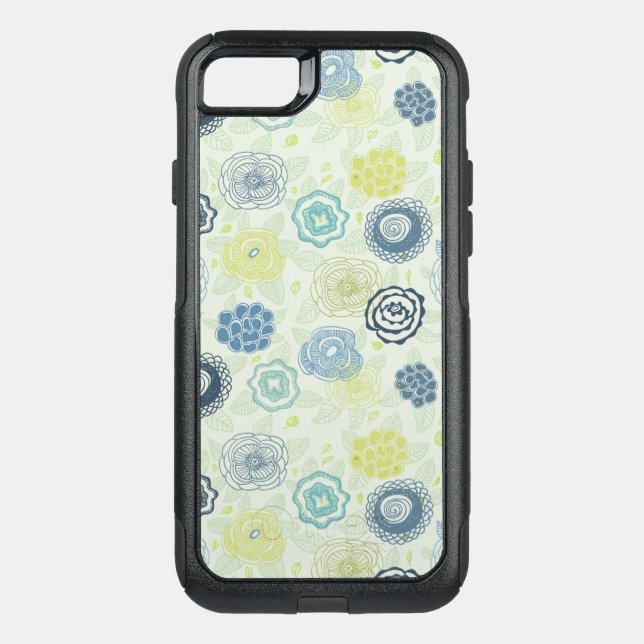 Stylish floral pattern with cute flowers otterbox iPhone case (Back)