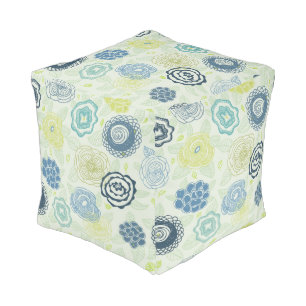 Stylish floral pattern with cute flowers pouf