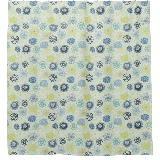 Stylish floral pattern with cute flowers shower curtain (Front)