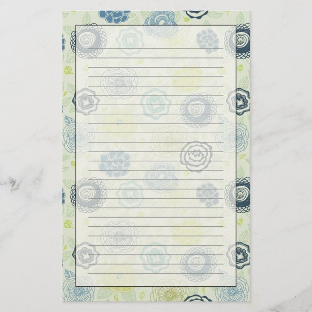 Stylish floral pattern with cute flowers stationery (Front)