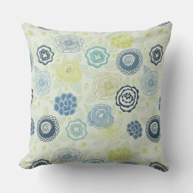 Stylish floral pattern with cute flowers throw pillow (Front)
