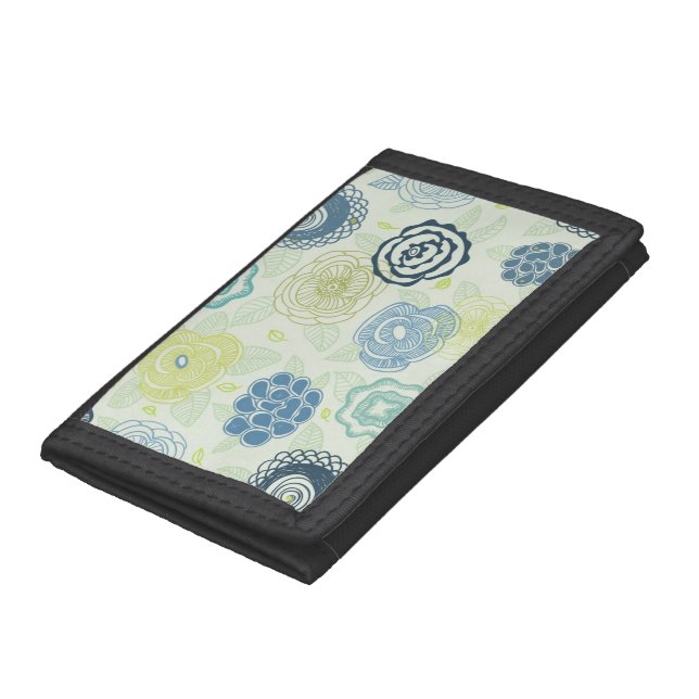 Stylish floral pattern with cute flowers tri-fold wallet (Bottom)