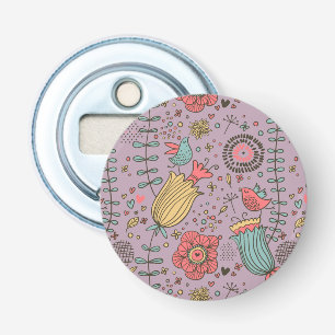 Stylish floral pattern with flowers bottle opener