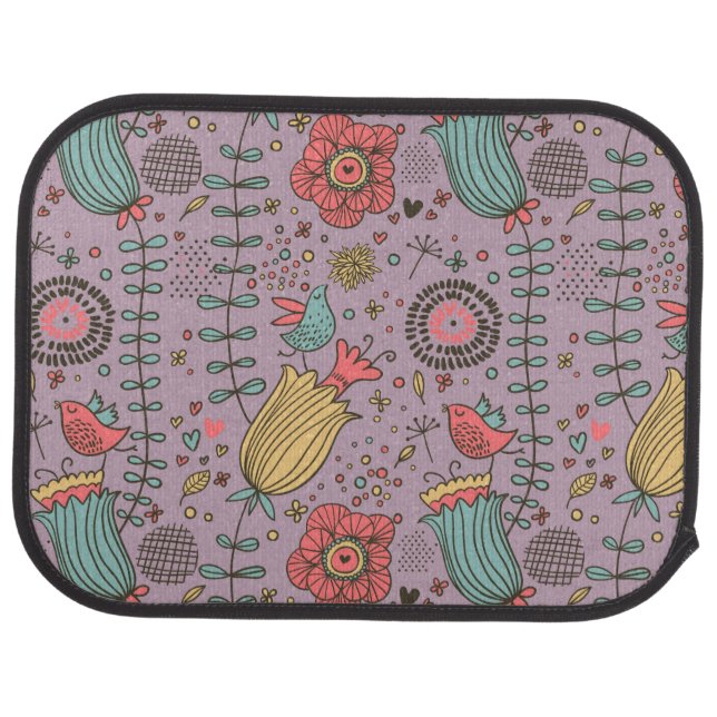 Stylish floral pattern with flowers car mat (Rear)