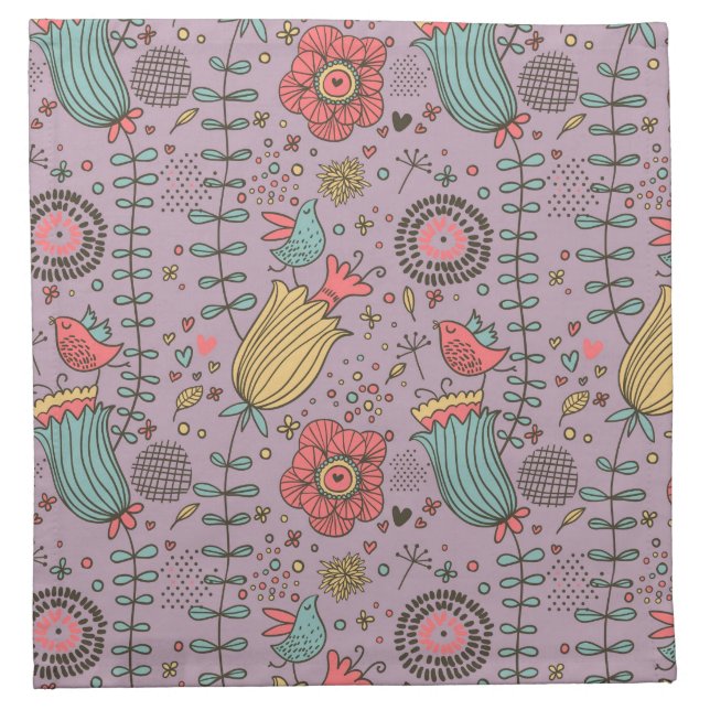Stylish floral pattern with flowers cloth napkin (Front)