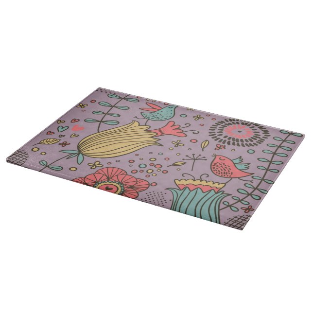 Stylish floral pattern with flowers cutting board (Corner)