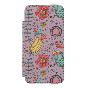 Stylish floral pattern with flowers iPhone SE/5/5s wallet case