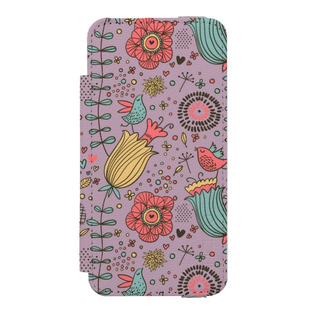 Stylish floral pattern with flowers incipio iPhone wallet case (Folio Front)