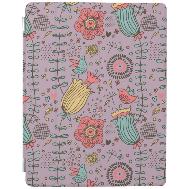 Stylish floral pattern with flowers iPad smart cover (Front)