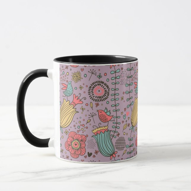 Stylish floral pattern with flowers mug (Left)