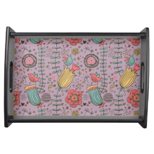 Stylish floral pattern with flowers serving tray