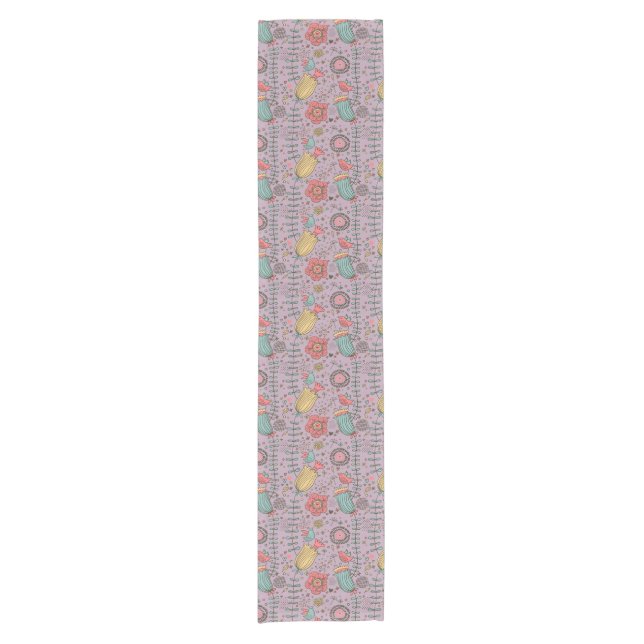 Stylish floral pattern with flowers short table runner (Front)