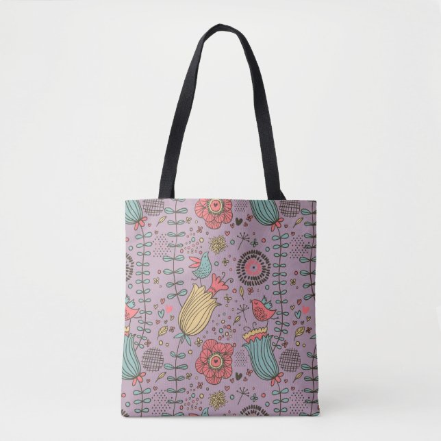 Stylish floral pattern with flowers tote bag