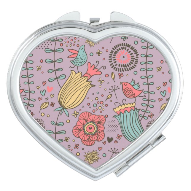Stylish floral pattern with flowers vanity mirror (Front)