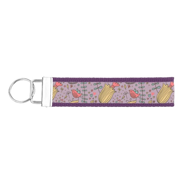 Stylish floral pattern with flowers wrist keychain (Keys on Left)