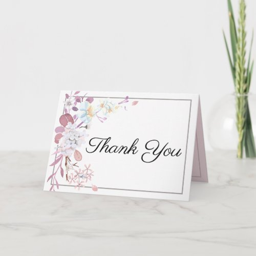 Stylish Floral Pink and White  Thank You Card