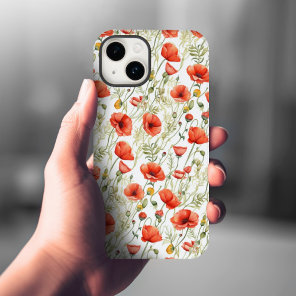 Stylish Floral Poppies Watercolor Art Case-Mate iPhone 14 Case