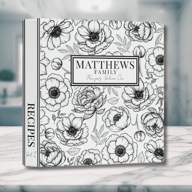 Stylish Floral Pretty Personalized Recipe 3 Ring Binder (Stylish Floral Pretty Personalized Recipe 3 ring binder)