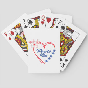Stylish Floral Puerto Rico Heart Illustration Poker Cards