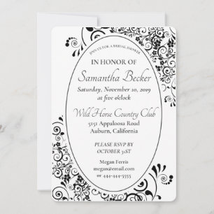 Stylish Floral Scroll Bridal Shower Invitation