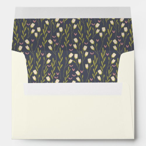 Stylish Floral Simple Preprinted Return Address  Envelope