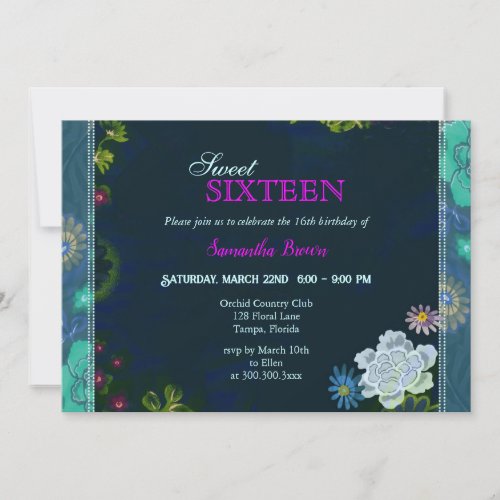 Floral Sweet Sixteen Invitation