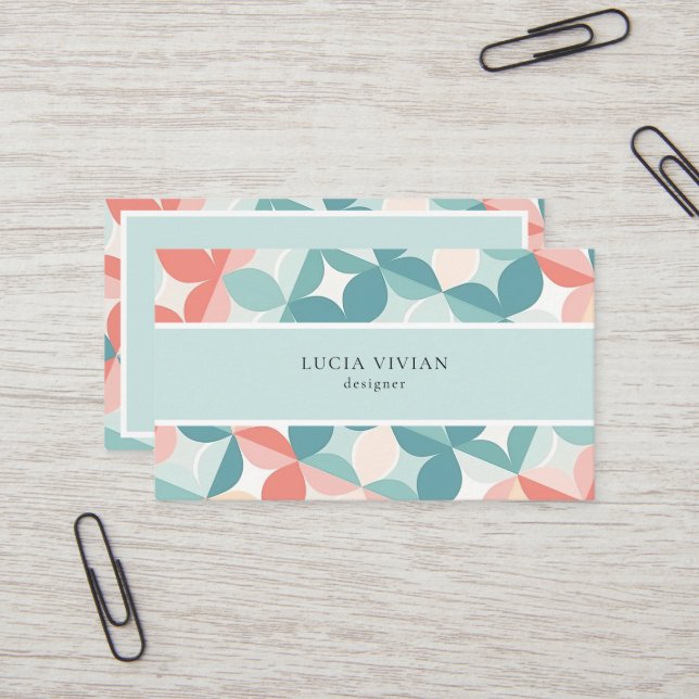 Stylish Floral Tile Patten Designer Business Card (Front/Back In Situ)